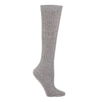 Grey cable knit knee high socks